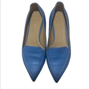 M. GEMI Blue Leather Stellato Point Toe Flat